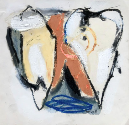 HUILE SUR PAPIER ST 40X40 2009 Philmari ROJOUAN Artiste peintre Nantes