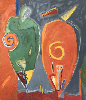 "LA CHUTE DU MINOTAURE" HUILE SUR TOILE 130X170 1990 Philmari ROJOUAN Artiste peintre Nantes