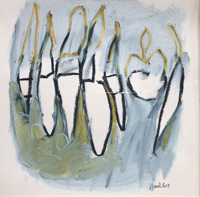 HUILE SUR PAPIER ST 40X40 2009 Philmari ROJOUAN Artiste peintre Nantes