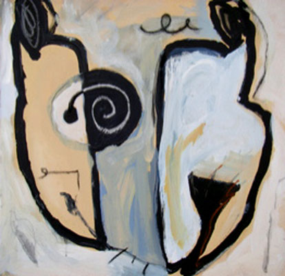 HUILE SUR PAPIER ST 40X40 2009 Philmari ROJOUAN Artiste peintre Nantes