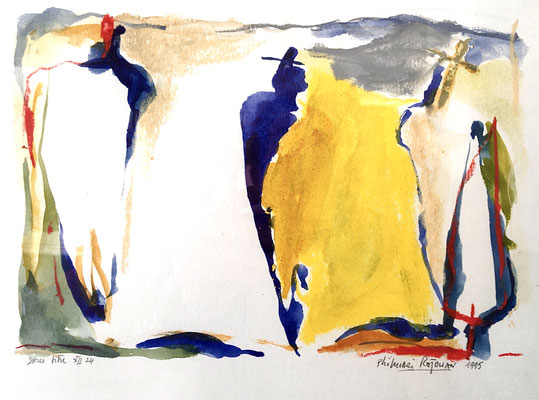 HUILE SUR PAPIER ST 30X40 1996 Philmari ROJOUAN Artiste peintre Nantes