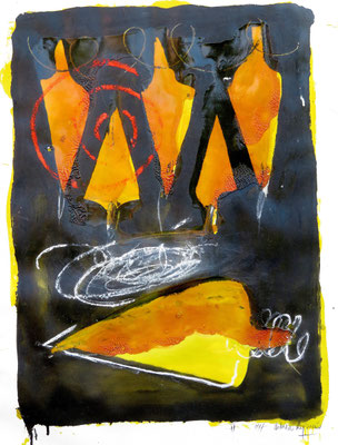 MIXTE SUR PAPIER ST 60X80 1997 Philmari ROJOUAN Artiste peintre Nantes