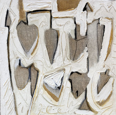 "WEAPONS 3" HUILE SUR TOILE 100X100 1995 Philmari ROJOUAN Artiste peintre Nantes