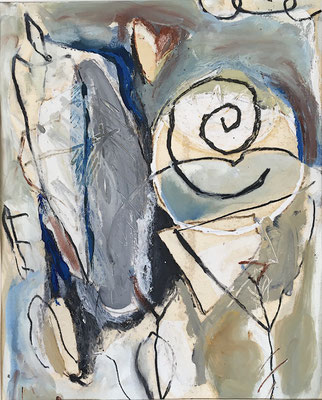 HUILE SUR PAPIER ST 60X80 1995 Philmari ROJOUAN Artiste peintre Nantes