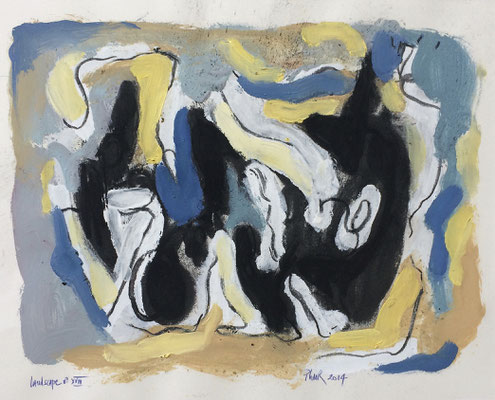 "SANS TITRE" HUILE SUR PAPIER 40X60 2015 Philmari ROJOUAN Artiste peintre