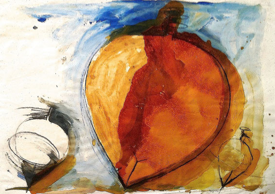 "LET'S DANCE 3" MIXTE SUR PAPIER 50X70 1995 Philmari ROJOUAN Artiste peintre Nantes