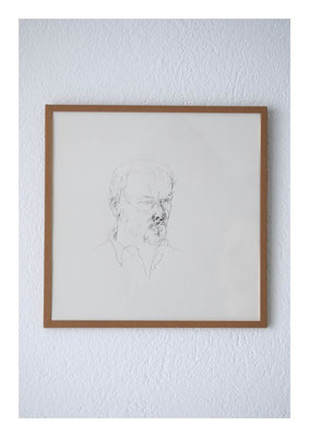 Henrik, 2012, Tusche auf Papier, Glas, Klebeband, 22,5 x 22,5 cm
