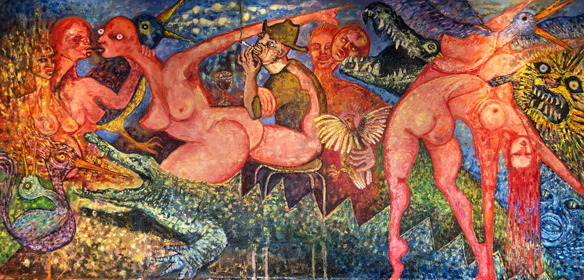 Dévoration, huile sur toile, 400x190cm