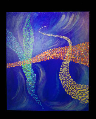 Le rêve de la mer, Acrylique sur toile, pigments, 2008           54x65 cm, 700 CHF