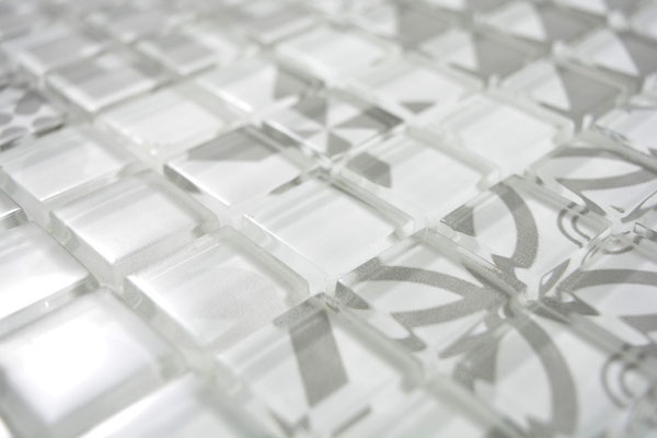 Mosaico effetto patchwork in vetro colore bianco nero
