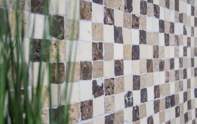 Mosaico Marmo 32mm Mix Rustico Crema Marfil Emperador opaco