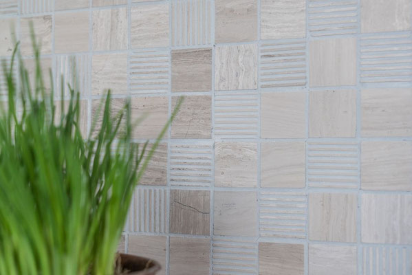 Mosaico Marmo 32mm Grigio Rigato anticato