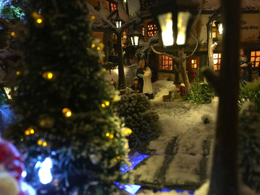 Village de Noël/Christmas Village 2014 de nuit: Bonjour le minet ... 