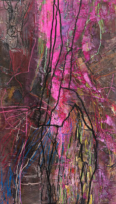 my friend pinky, 40x70cm, mixed media on canvas, Banck 2023