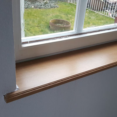 Eiche Fensterbrett klar lackiert eingebaut