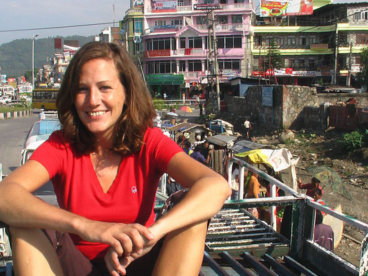 On top of a bus in Nepal