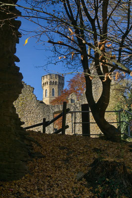 Ruinen der Burganlage Syburg (im Hintergrund Vincketurm)