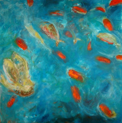 Fisch Fang 80 x 80 x 2 Acryl auf Leinwand