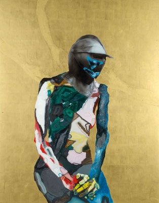 Chevalier (féminin) - huile, acryl et feuille d'or sur bois - 155 x 122 cm - n°30/2008 - Musée des Beaux-arts de Nantes
