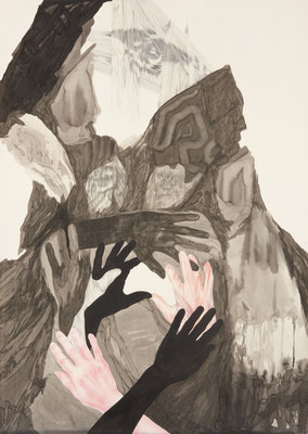 Figure - lavis d'encre et crayon sur papier - 105 x 73 cm - 2016