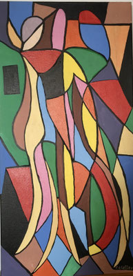  3 Danseurs. Acrylique. 80 x 40 cm. Disponible.