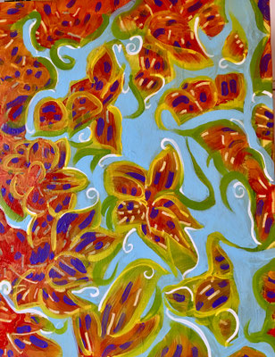 Composition Florale. Acrylique. 46x38cm. Disponible.
