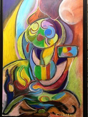Les Larmes de mon Père. Acrylique / Pastel huile / 80 x 54cm. Encadré. DIsponible Cote 1250€.  Prix public 900€ encadré.