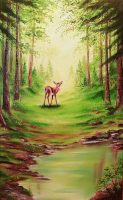 T 12 - Auf der Lichtung - Öl auf Leinwand - 50 x 80 cm