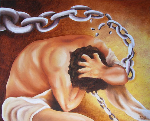 Der die Ketten sprengt - Öl auf Leinwand - 40 x 50 cm
