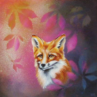 T 8 - Fuchs im Herbst - Öl & Acryl auf Leinwand - 50 x 50 cm