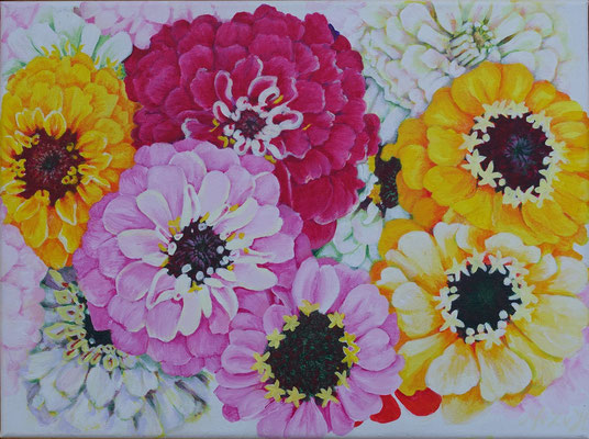 2016 "Non-discrimination".    Painted by Marian van Zomeren- van Heesewijk with acrylic paint on linen 30 x 40 cm.  