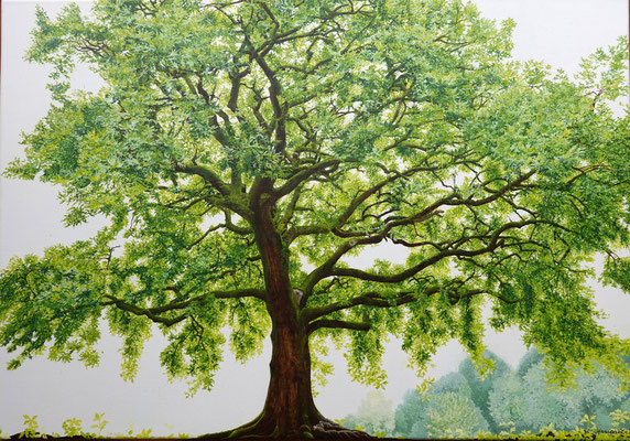 2021  "Pollarded tree" painted by Marian van Zomeren- van Heesewijk with acrylic paint on linen 70 x 100 cm.
