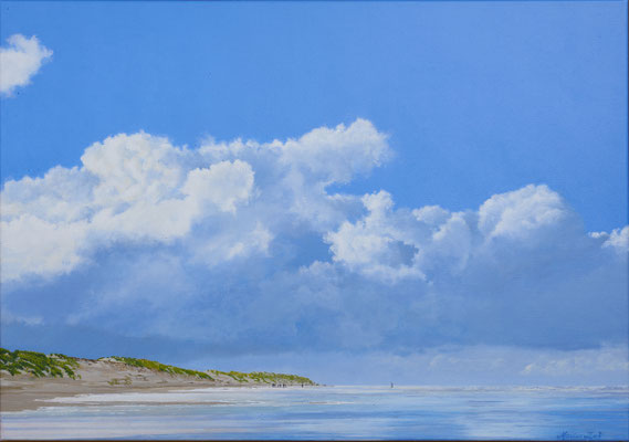 2019 "Veranderd constant", Terschelling geschilderd door Marian van Zomeren- van Heesewijk met acrylverf op linnen 70 x 100 cm.