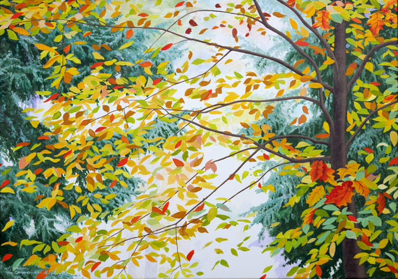 2018 "Every moment is a present" painted by Marian van Zomeren- van Heesewijk with acrylic paint on linen 70 x 100 cm.