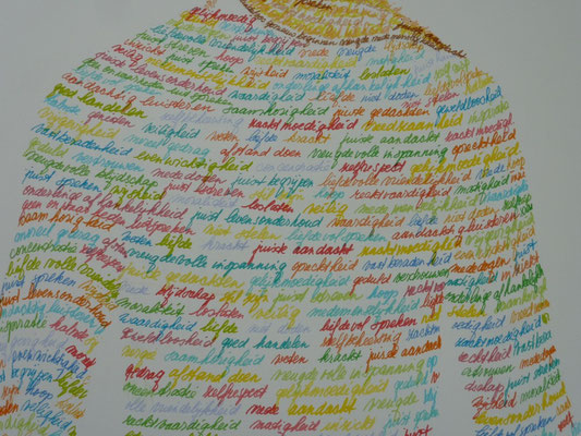 2012 detail The intention of following the path of loving kindness, concentration and compassion II drawing on aquarelboard 60x80cm. 