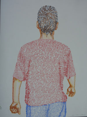 2012 "The intention of following the path of loving kindness, concentration and compassion I." Signed by Marian van Zomeren- van Heesewijk on aquarelboard 60x80cm. 