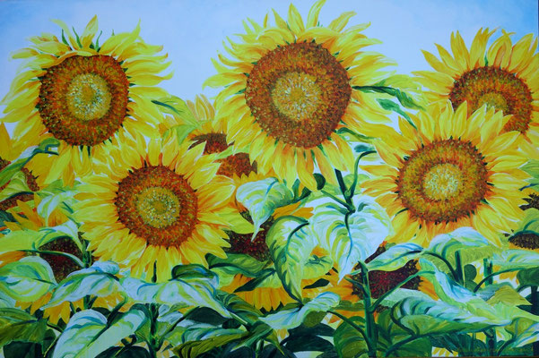 2011"A present of the Earth, the universe,  countless living beings and  hard and loving work."  Painted by Marian van Zomeren- van Heesewijk with acrylic paint on linen 80 x 120 cm.