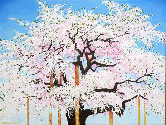 2016+2017 "Every year of your live be in flower". Acrylic paint on linen 60 x 80 cm.