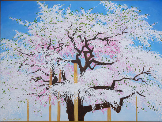 2017 "Tot bloei blijven komen", Geschilderd door Marian van Zomeren- van Heesewijk met acrylverf op linnen 60 x 80 cm.
