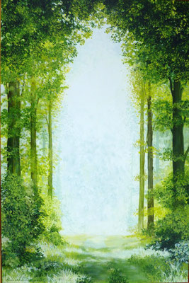 2012 "De natuur inspireert" geschilderd door Marian van Zomeren- van Heesewijk met acrylverf op linnen 80 x 120 cm.  