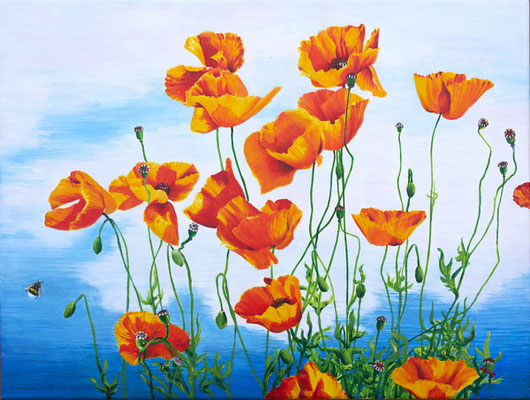 2014 "Every time new" Painted by Marian van Zomeren- van Heesewijk with acrylic paint on linen 60 x 80 cm.  