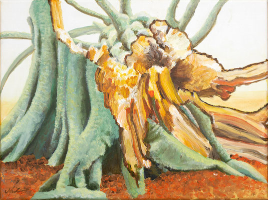 2016 " Vergankelijkheid", niets gaat verloren  Acrylverf op linnen 30 x 40 cm.  