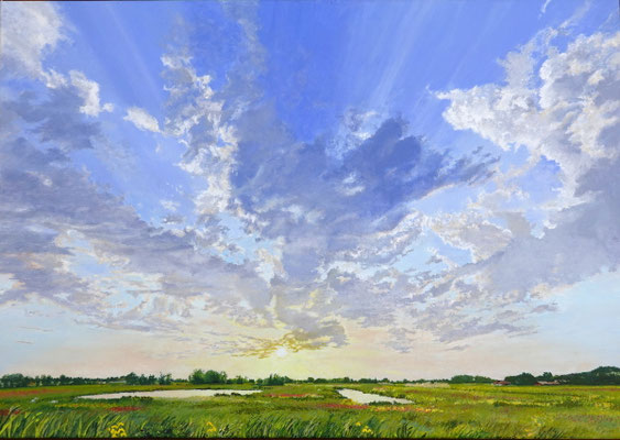 2023 "Panta Rhei alles stroomt" geschilderd door Marian van Zomeren- van Heesewijk met acrylverf op linnen 70 x 100 cm. 