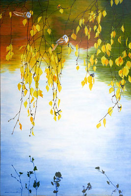 2011-2017 "In out deep slow, calm ease smile release. Present moment wonderful moment". Painted by Marian van Zomeren-van Heesewijk with acrylic paint on a panel 80 x 120 cm.