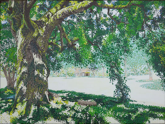 2017 "Geknotte boom". Geschilderd door Marian van Zomeren- van Heesewijk met acrylverf op linnen 80 x 60 cm.