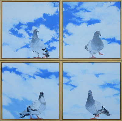 2014 "Coming together from everywhere in peace".   Painted by Marian van Zomeren- van Heesewijk with acrylic paint on linen  4 x 40 x 40 cm.