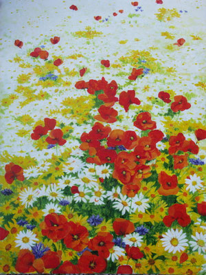"Living together" Painted by Marian van Zomeren- van Heesewijk with acrylic paint on panel 60 x 80 cm.