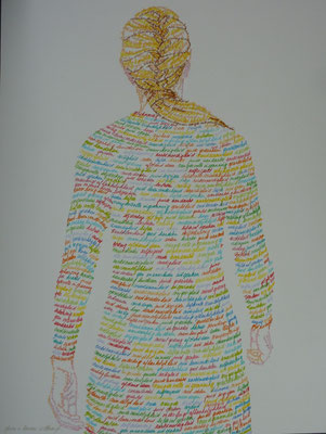 2012 "The intention of following the path of loving kindness, concentration and compassion II" Signed by Marian van Zomeren- van Heesewijk on aquarelboard 60x80cm. 