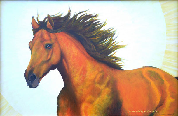 2011"A wonderful moment". Painted by Marian van Zomeren- van Heesewijk with acrylic paint on panel 80 x 120 cm.
