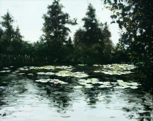 1994 "Waterlelies" acrylverf op paneel 48 x 60 cm. 
